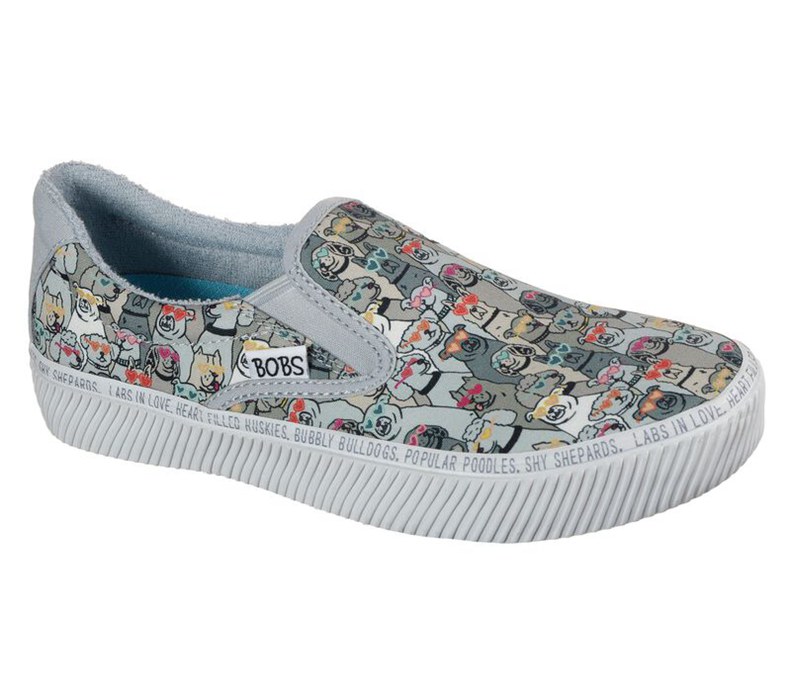 Skechers Bobs B Wild - Heart Eyes - Womens Slip On Shoes Grey/Multicolor [AU-BL0820]